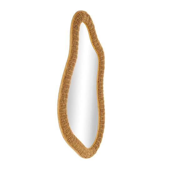 52" Brown Seagrass Handmade Woven Abstract Oval Wall Mirror